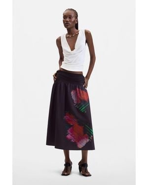 Desigual Pixelated Midi Skirt - Blue