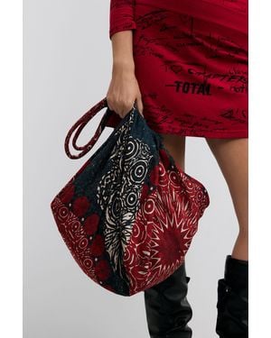 Desigual Large Vintage Printed Bag, Viscose - Red