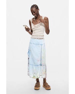 Desigual Midirock Denim, Lyocell, Blau