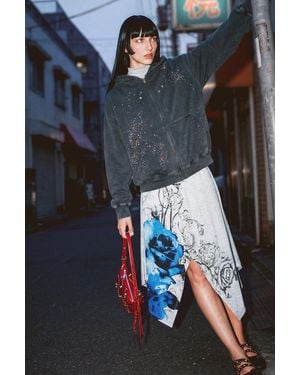 Desigual Sudadera Brillos Cremallera, Mujer, Algodon, Negro - Azul
