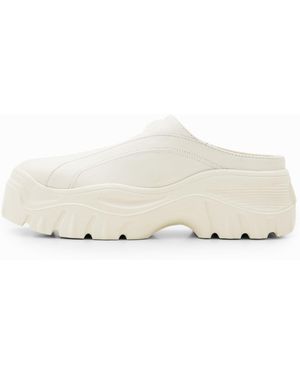Desigual Chunky Leather Clogs, Cow Leather - White