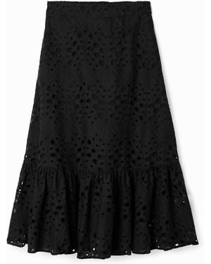 Desigual Stella Jean Plain Midi Skirt, Cotton - Black
