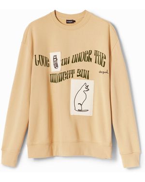 Desigual Message Patches Sweatshirt, Cotton - Natural