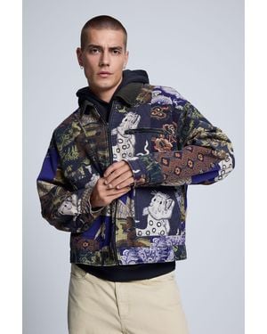 Desigual Camouflage Printed Jacket, Cotton - Blue