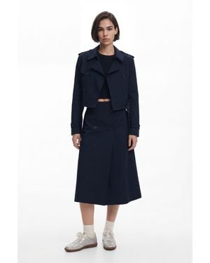 Desigual Detachable Trench Coat, Cotton - Blue