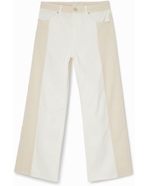 Desigual Pantalón Cropped A Dos Tonos, Algodon - Blanco