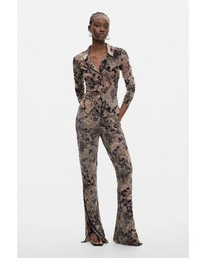 Desigual Flocked Long Pants, Polyester - Black