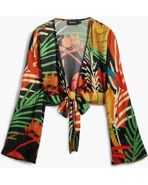 Desigual Tropical Wrap Top, Viscose - Red