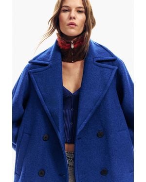 Desigual Short Fleece Coat - Blue