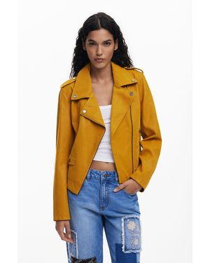 Desigual Faux Leather Biker Jacket, Polyurethane - Blue