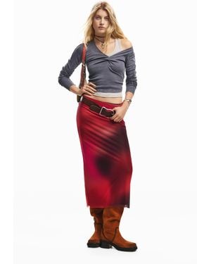 Desigual Midi Tulle Skirt, Polyester - Red