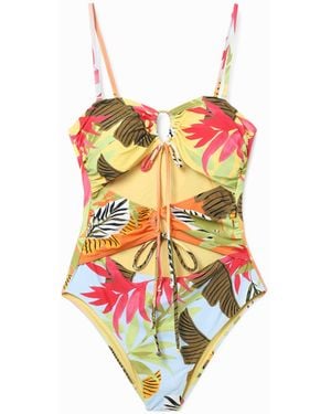 Desigual Tropical Tie Trikini - White