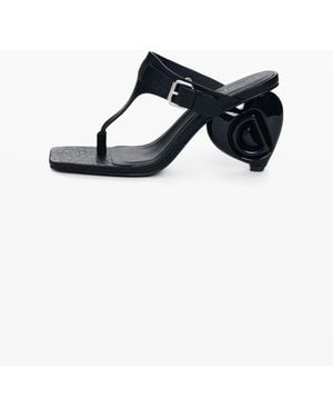 Desigual Sandalia Tacón Efecto Piel, Mujer, Poliuretano, Negro