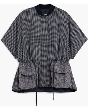 Desigual Houndstooth Poncho, Polyester - Gray
