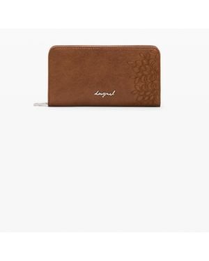 Desigual Medium Embroidered Wallet, Polyurethane - Brown