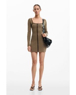 Desigual Knit Dress Zipper - Brown