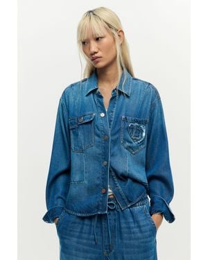 Desigual Denim Jacket Logo - Blue