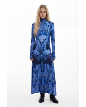 Desigual Butterfly Midi Dress, Viscose - Blue