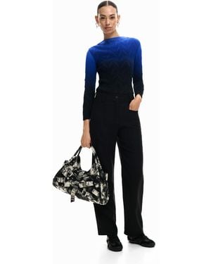 Desigual Straight Trousers Pockets, Viscose - Blue