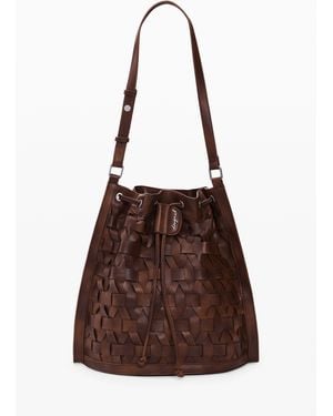 Desigual Medium Braided Drawstring Backpack, Polyurethane - Brown