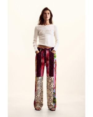Desigual Fluid Pants Designed By Mr. Christian Lacroix, Lyocell - Red