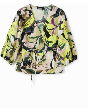 Desigual Floral Wrap Blouse, Polyester - Metallic