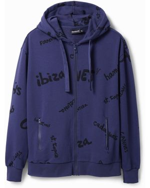 Desigual Sweater Kapuze Reißverschluss - Blau