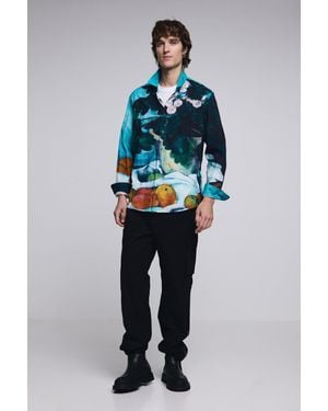 Desigual Cargo Trousers With Drawstring, Cotton - Blue