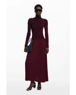 Desigual Plissiertes Langes Kleid - Lila