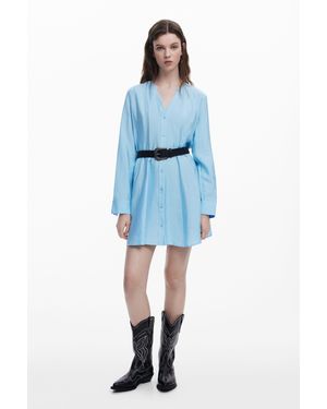 Desigual Vestido Camisero Cinturón - Azul