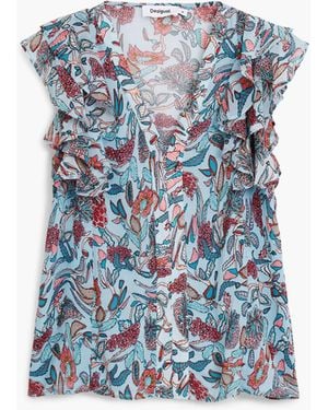 Desigual Floral Print Blouse, Polyester - Blue