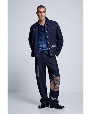 Desigual Printed Jacket 100% Cotton, Cotton - Blue