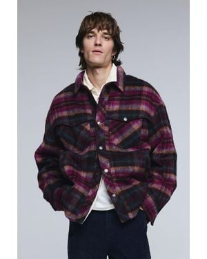Desigual Checked Jacket With Pockets - Red