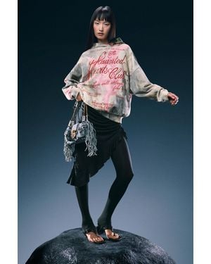 Desigual Printed Oversized Sweatshirt, Cotton - Blue