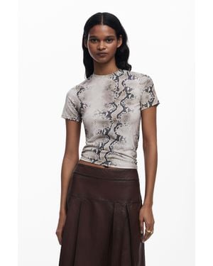 Desigual Animal Print T-Shirt - Brown