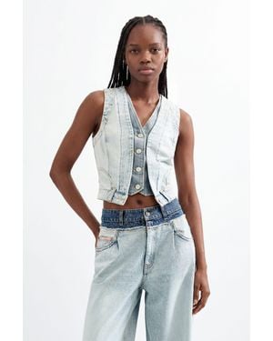 Desigual Combined Denim Vest, Cotton - White