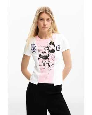 Desigual Two-Tone Mickey Mouse T-Shirt, Cotton - White