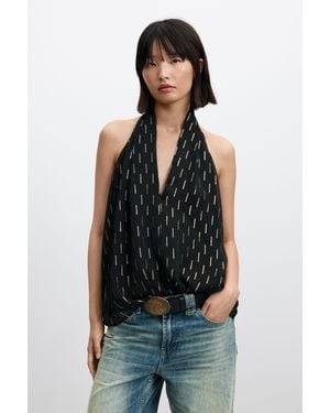Desigual Halter Shiny Blouse, Polyester - Black