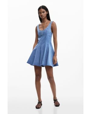 Desigual Skater Dress Denim Effect, Cotton - Blue