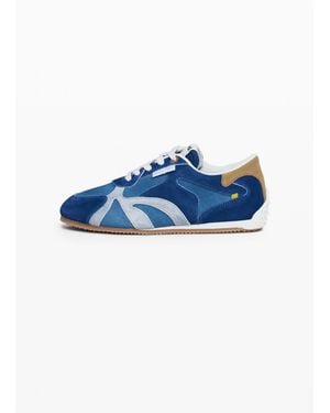 Desigual Retro Leather Trainer, Cow Leather - Blue