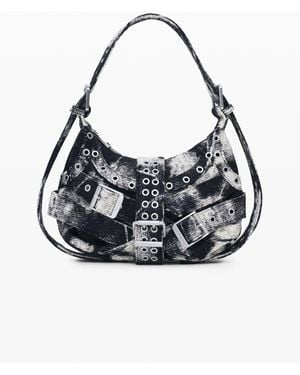 Desigual Printed Medium Bag With Buckles - Black