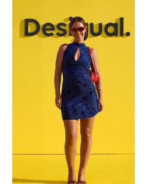 Desigual Flocked Dress, Polyester - Blue