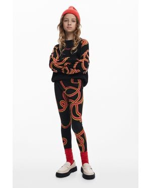 Desigual Serpentine Leggings - Red