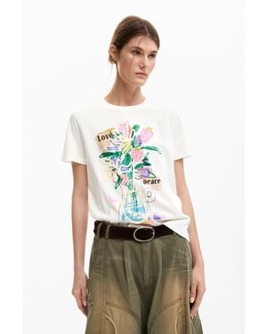 Desigual Printed T-Shirt Vase, Cotton - White