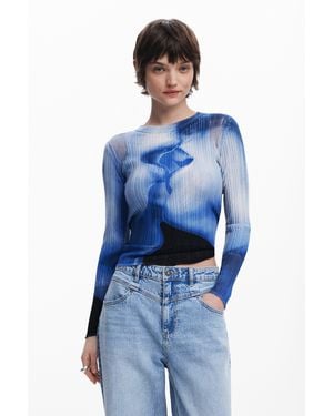 Desigual Camiseta Beso Manga Larga - Azul