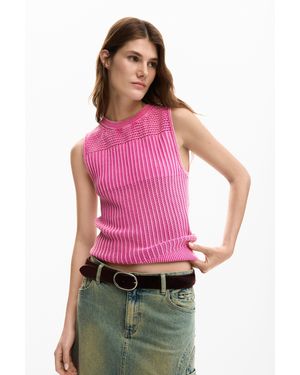 Desigual Crochet T-Shirt - Pink