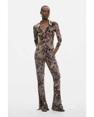 Desigual Flocked Long Trousers, Polyester - Black