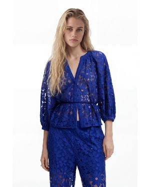 Desigual Cut-Out Blouse, Polyester - Blue