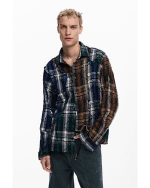 Desigual Hemd Mit Gestickten Karos - Blau