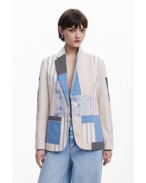Desigual Patchwork Blazer - Blue